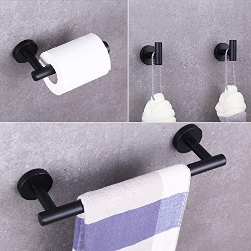 Beigeewy 4-komad set matte crno kupatilo hardverski set SUS304 Zidni zid od nehrđajućeg čelika - uključuje 12 ručnika, držač toaletnog papira, 2x ručnike za ručnike 2x
