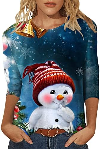 Flekmanart Women ružni božićni džemper O-izrez Tops Labavi bluza Ugly Xmas dukseri 3D tiskani ležerni pulover s dugim rukavima