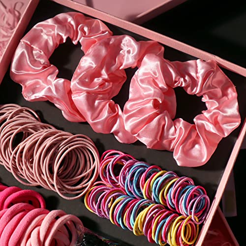 Guoxi Pink Hair Accessories Set, Scrunchies za kosu za žene, meke elastične vezice za kosu za guste, držači za rep, gumice 1203kom