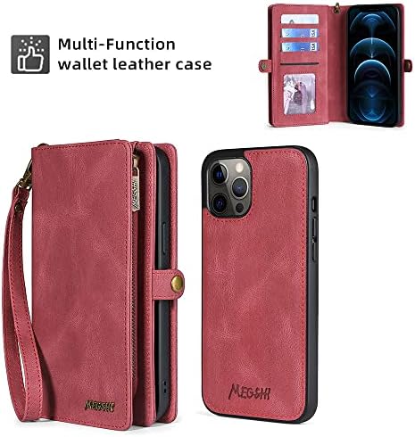 TwoHead kompatibilna iPhone 12 Pro Max torbica za novčanik sa držačem za kartice & novčanik sa zatvaračem,