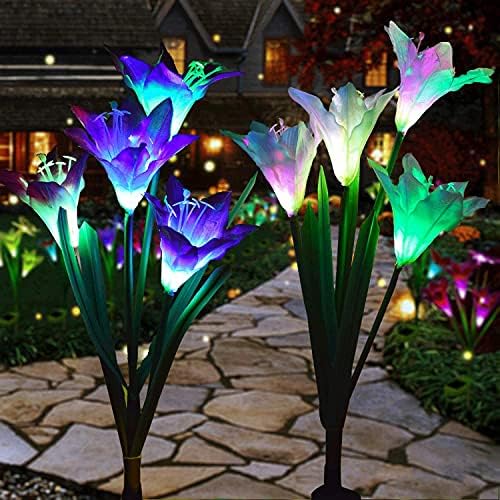 Vanjska solarna svjetla - ukrasna LED cvjetova - pakovanje 2 solarni ljiljani patio Décor