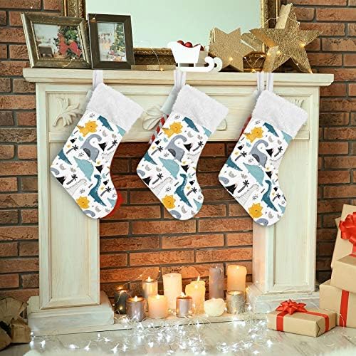 Alaza Božićne čarape Ručno izvučeno dinosaur Classic Personalizirani veliki ukrasi za čarape za obiteljski