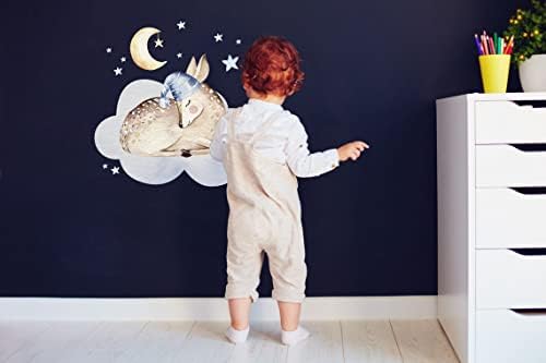 Zidna naljepnica iz snova za bebe - životinjski jelen Cloud Decor Decor Decor za dječačku djevojku - dječji