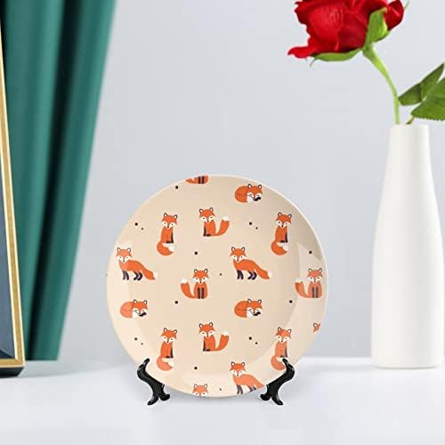 Crtane lisice Funny Bone Kina Dekorativna ploča okrugla keramičke ploče zanat sa postoljem za