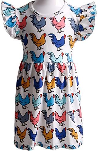 QLIYANG Girls Chicken Flutter rukav haljina za rođendanska zabava Cvjetna djevojka haljina