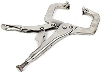X-DREE srebrni ton Podesiva opruga napunjena C tip Stezaljka Stezaljka zaključavanje kliješta za zavarivanje
