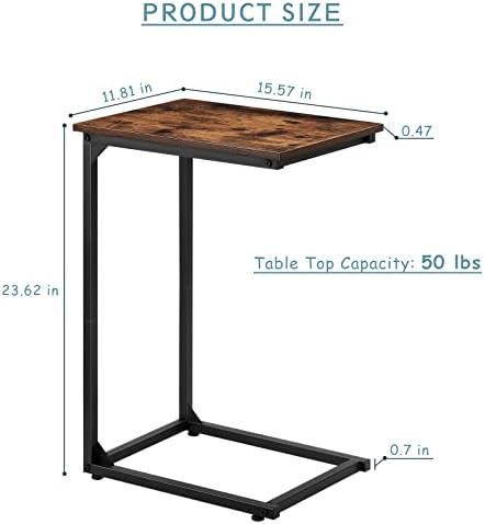 Pomoćni sto u obliku slova C, završni sto u obliku slova C za kauč na razvlačenje i krevet, prenosivi sto