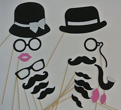 17 Photo Booth rekvizite ukočene filc usne, šeširi naočare šeširi brkovi na štapiću