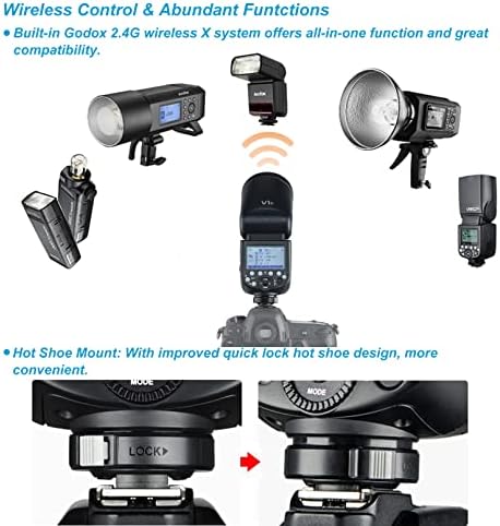 Godox V1-C TTL blic za Canon, 76ws 2.4 G 1/8000 HSS punjiva 2600mah Li-ion baterija sa okruglom glavom Blic Speedlite, Godox XPro-C TTL Blic kompatibilan za Canon EOS kameru