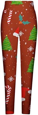 Ružne božićne gamaše za žene slatki snjegović Print Holiday Party gamars hlače visoke struk zimske termalne dno