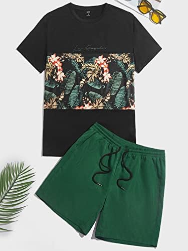 Luboza Dvodijelna odjeća za muškarce Muškarci Tropical Print TEE i kratke hlače