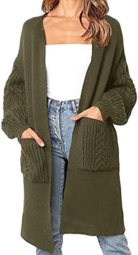 Xinshide Cardigan džemperi za žensko pismo otvorenog prednjeg prednjeg kabla pletene prevelike džemper džep