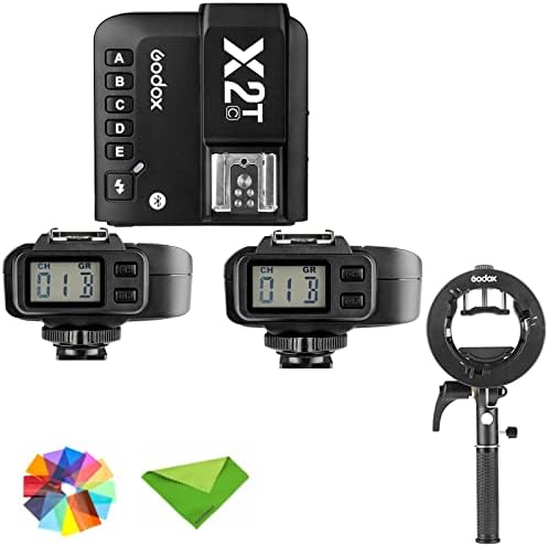 Godox X2T-C TTL W / Godox S2 nosač držača bežični okidač Blica sa 2×Godox X1R-C prijemnikom za Canon Blic kamere Speedlight, 1 / 8000s HSS, novo Hotshoe zaključavanje, novo Af Assist svjetlo