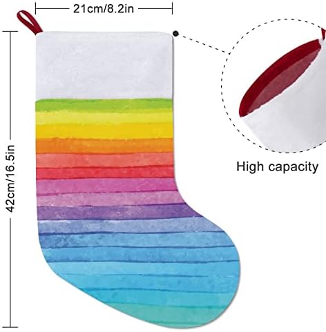 Rainbow boje Božićne čarape za čarape sa plišanim kaminom visi za Xmas Tree Decor Decor