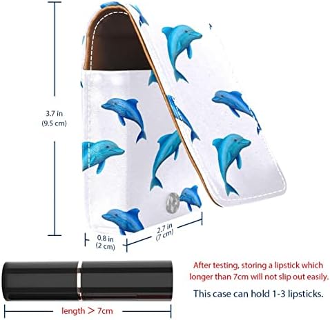 Slatka Ocean Blue Dolphin Futrola Za Ruževe Držač Za Ruževe Sa Ogledalom, Prenosiva Putna Torbica Za Sjajilo Za Usne, Vodootporna Kožna Kozmetička Torbica Za Torbicu
