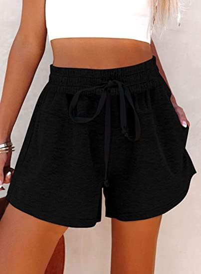 Dokotoo Womens 2023 Elastični visoki stručni hlači za vježbanje za ljeto sa džepovima sa džepovima