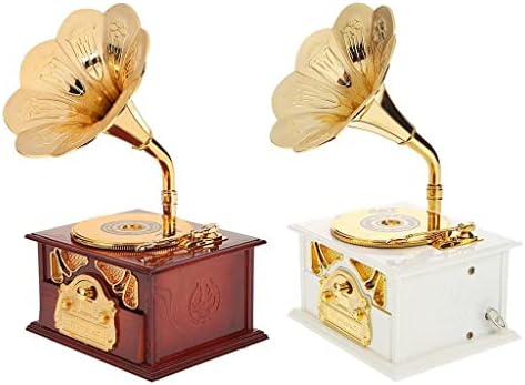 ZLDGYG Antique Wooden Music Box Metal Phonograph ručne ručne kutije Creative Classic Music Box Početna