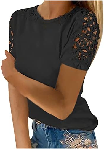 Ljetne košulje za žene čipke kratkih rukava TEES TRENDY TOJNI TOJ-ovi izlaze iz vrata CACT CACT Thirt Dressing Casual BluZa