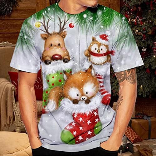 Zdfer Muške majice kratki rukav, Božićna štampana CrewNeck vrhovi duksevi Bluza Ležerne vježbe za muškarce