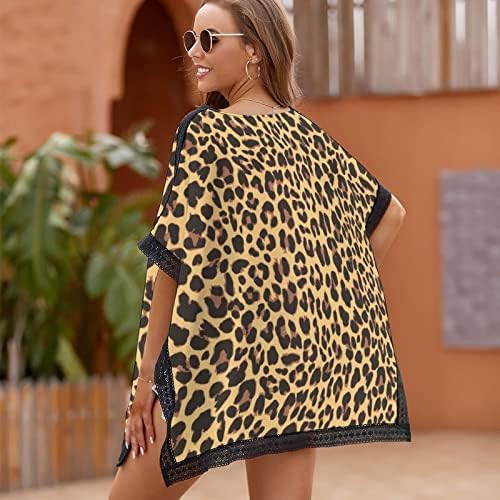 BAIKUTOUAN Brown Cheetah Ženska odjeća na plaži bikini kupaći kostim plaža Swim Cover Up print haljine