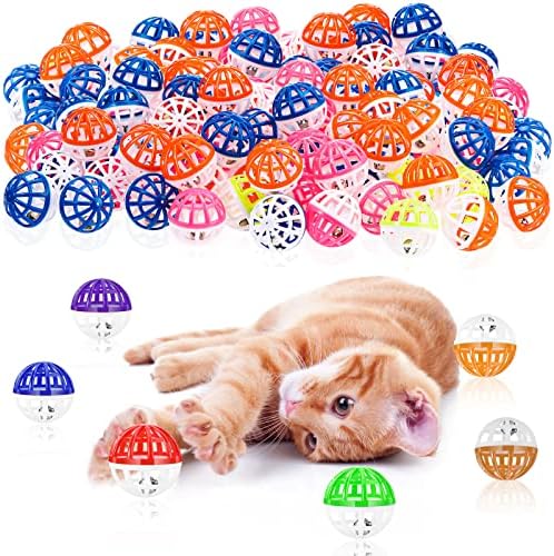 Hungdao 100 komada lopte za mačke sa zvonima plastične rešetkaste Jingle lopte za mačke 1.5 inčne loptice