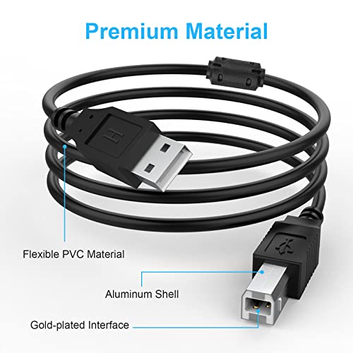 Arzweyk USB 2.0 kabel za štampač, USB 2,0 muškarac za B-mužjak 16,5ft kabel za ispis sa zaštitnim prstenom, kompatibilan sa mikrofonima, Xerox, Samsung, Dell, HP, Epson, Canon, Lexmark Printer