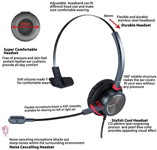 EMAIKER 1 Ear USB slušalice sa mikrofonom za PC, Utra Comfort kancelarijski posao slušalice sa audio kontrolama za Laptop, udobne za Skype timove Zoom konferencije,Softphones, Dragon diktat