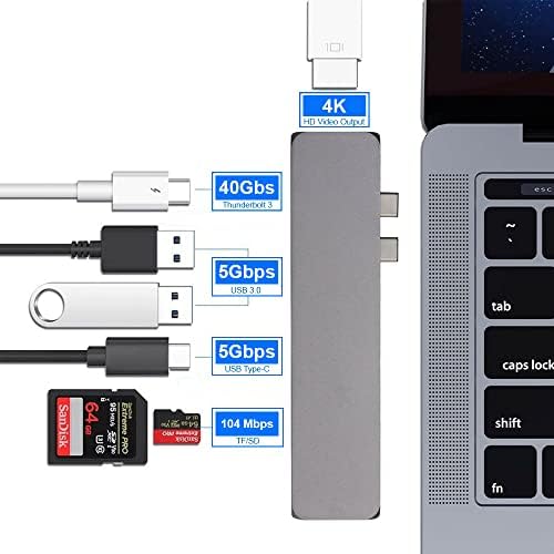 MMOBIEL USB C HUB Tip C HUB Adapter kompatibilan sa MacBook Pro / Air, iMac, Mac Mini-TF / SD čitač kartica, 2x USB 3.0 portovi, 4K HDMI izlaz, 2x USB C Slot za prenos podataka - 7 portovi