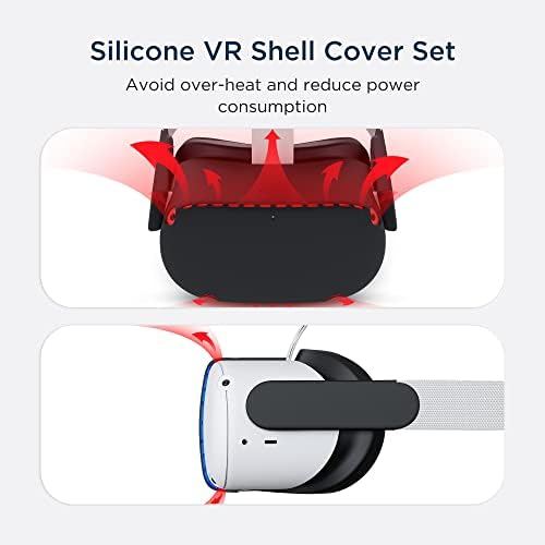 Kiwi design VR accessories Bundle kompatibilan sa Quest 2 priborom, 3 u 1 Set Controller Grips Cover, poklopac lica sa poklopcem sočiva VR Shell Cover, VR zaštita dodatne opreme