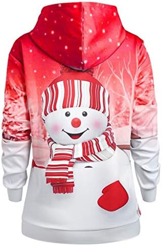 Vekdone Ženske prevelike božićne dukseve crtani snjegović Xmas Holiday Tunic Duksera sa džepovima