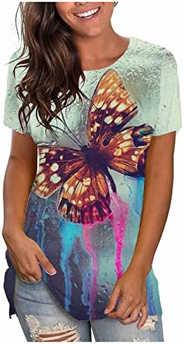 Ljetne žene Leptir majice Ležerne prilike kratkih rukava Raglan Tunic vrhovi smiješni ogrtač