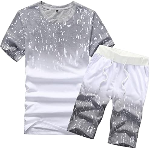 N / A Muškarci Summer Short rukava Sportski odijelo Ispisano prozračno sportsko odjeće za muškarce gradijentne boje posebne setove odjeće